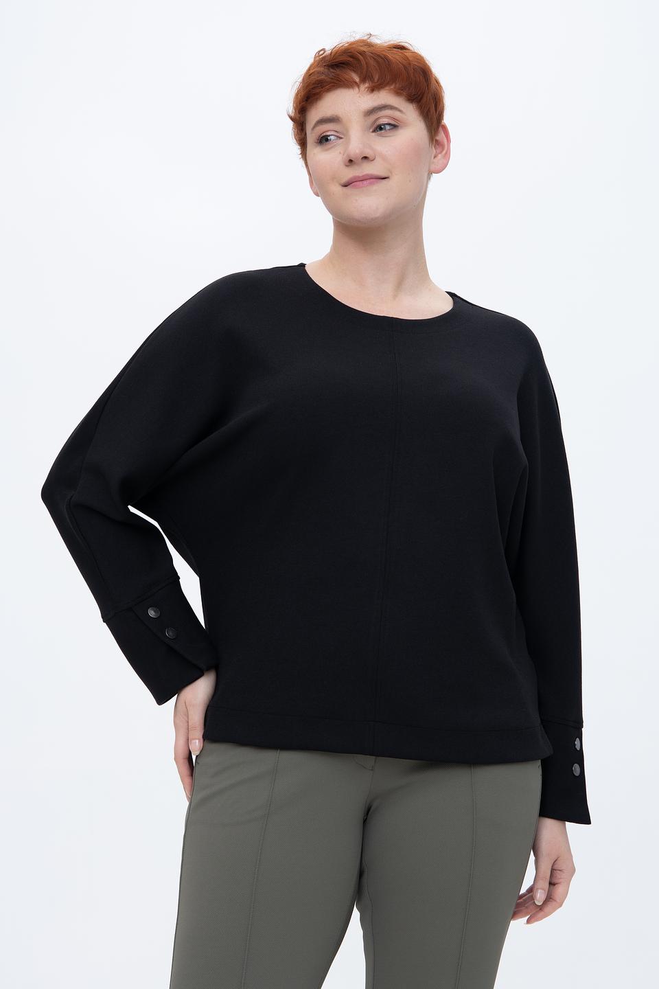 Пуловер Bianca чёрный с манжетами