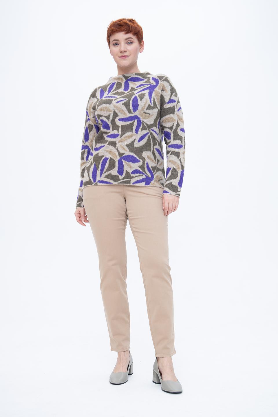 Пуловер Bianca с узором оливковый