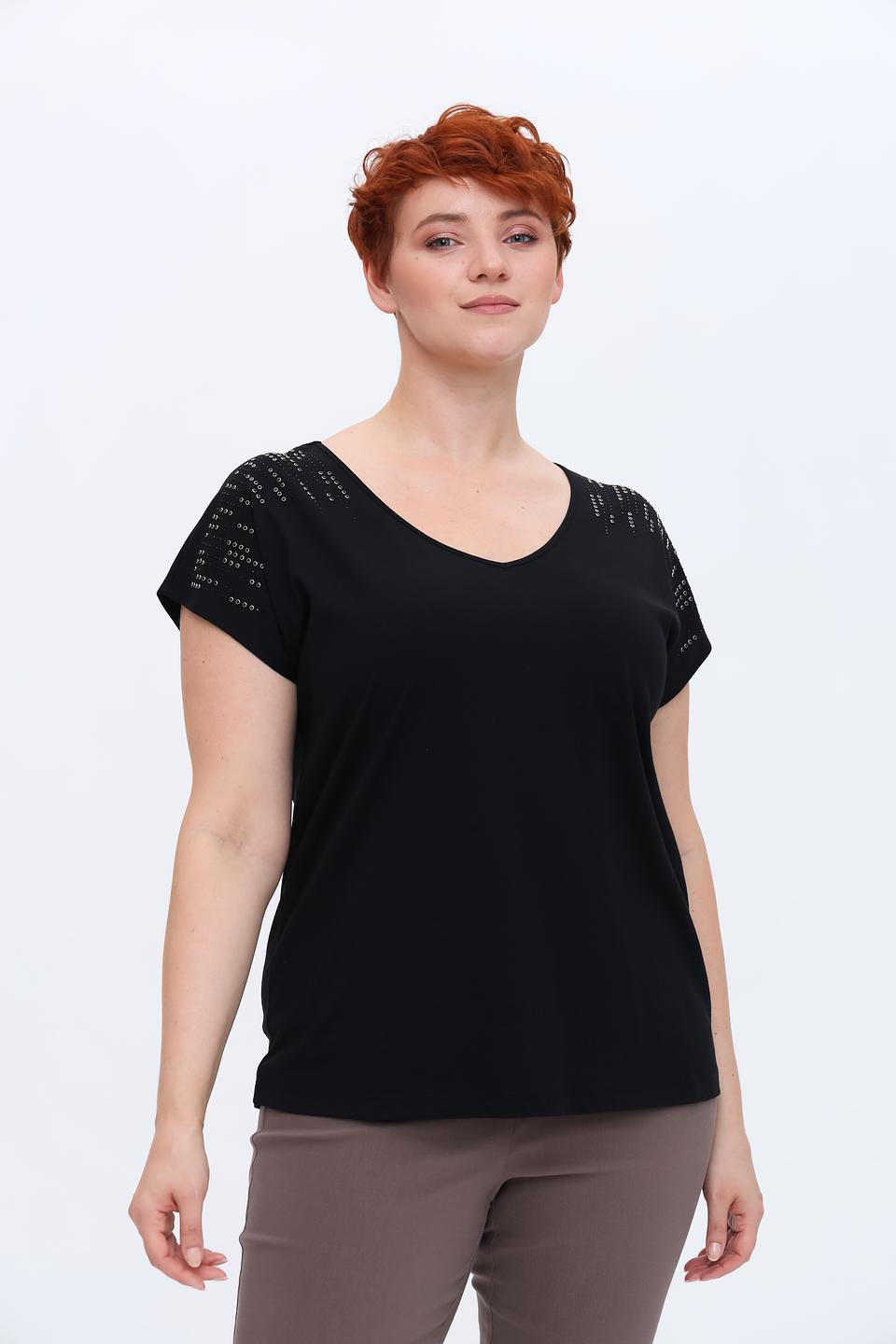 Футболка Via Appia DUE чёрная с декором