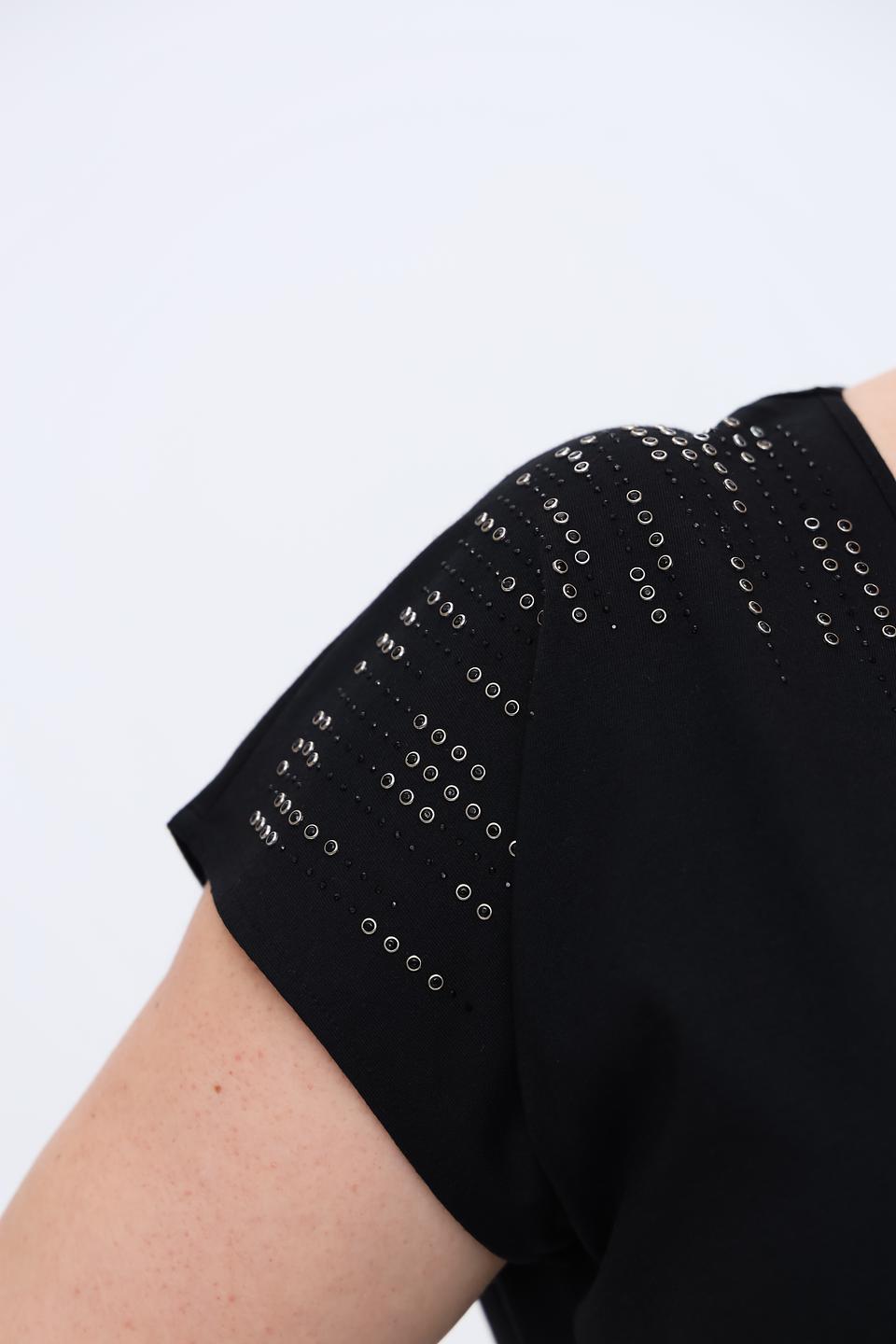 Футболка Via Appia DUE чёрная с декором