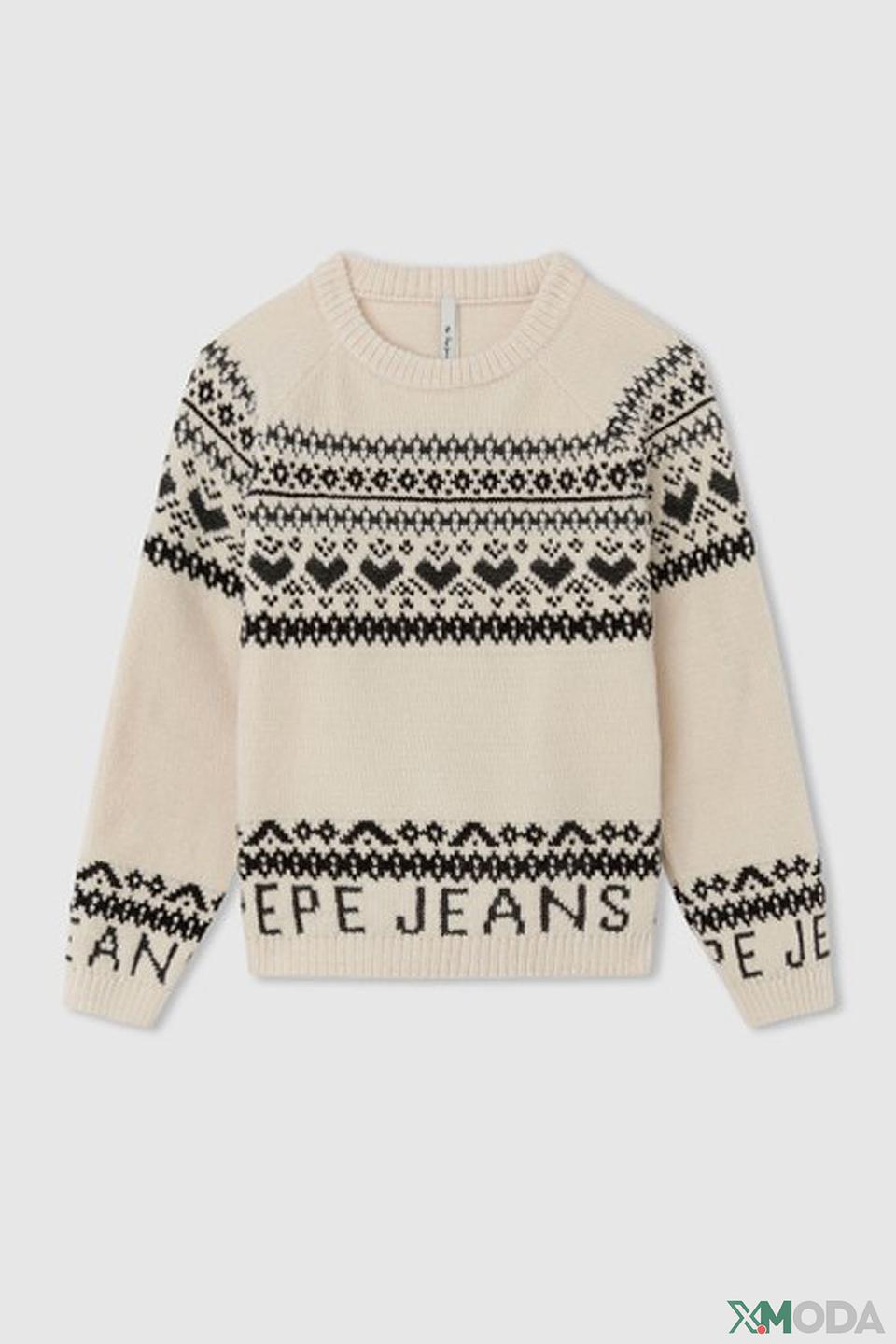 Джемпер Pepe Jeans London дев. с логотипом бежевый