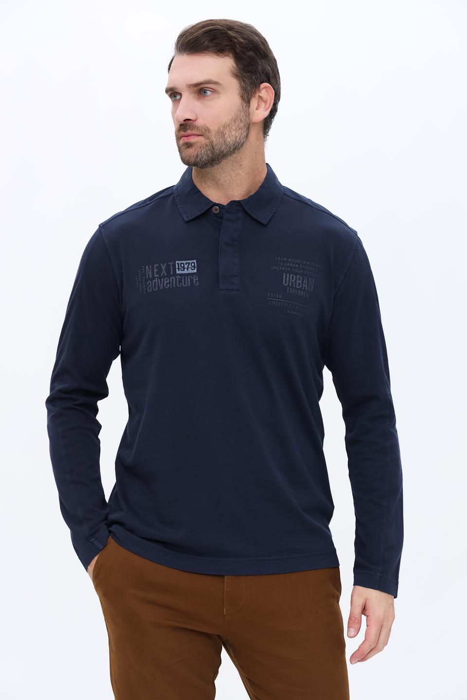 Поло Lerros с принтом темно-синее