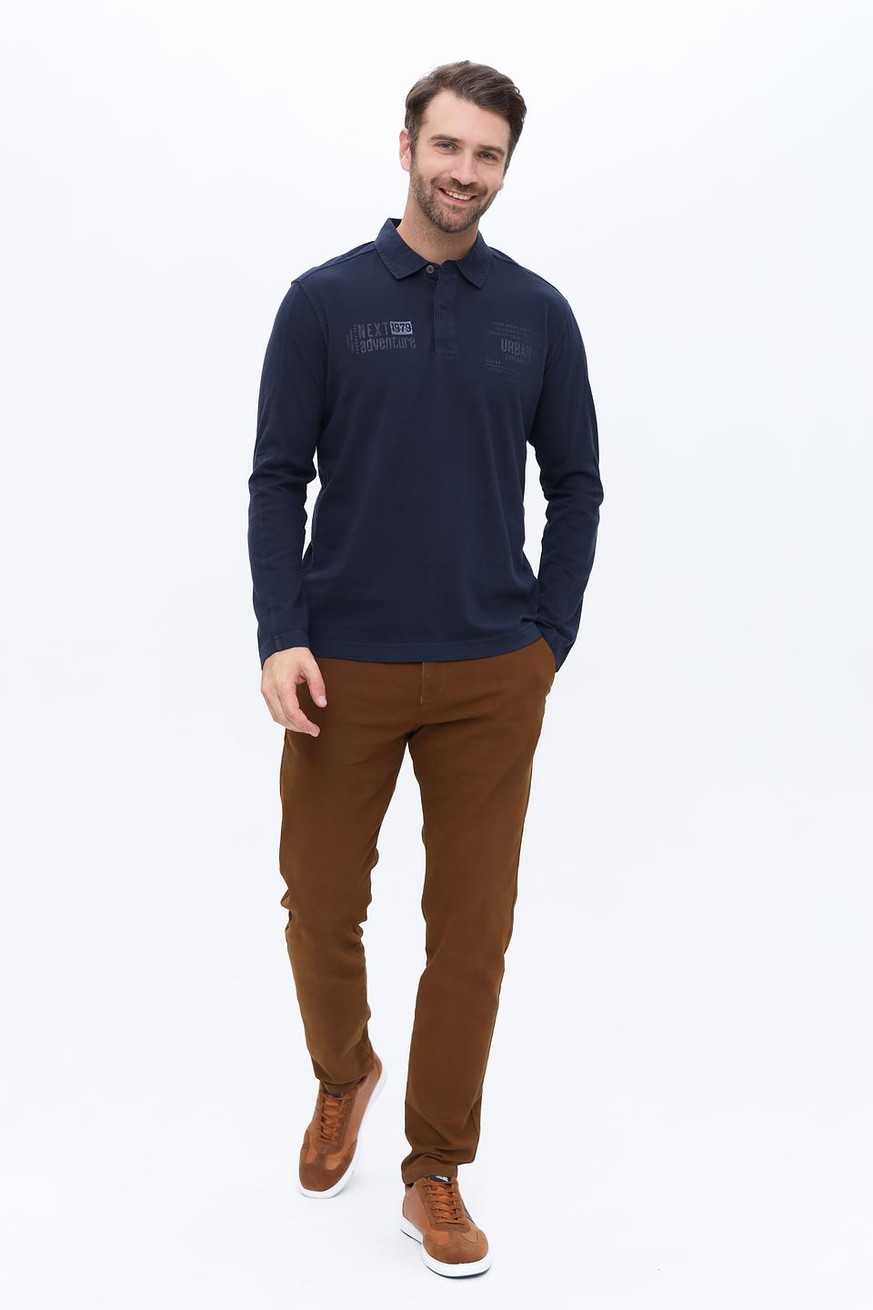 Поло Lerros с принтом темно-синее