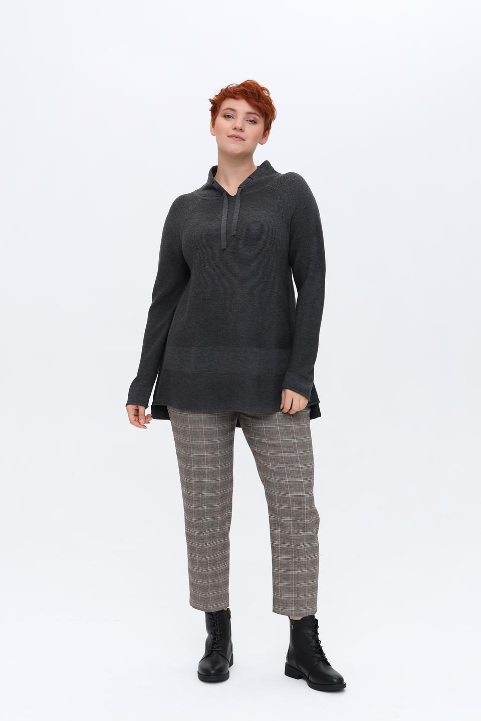 Пуловер Doris Streich с капюшоном серый