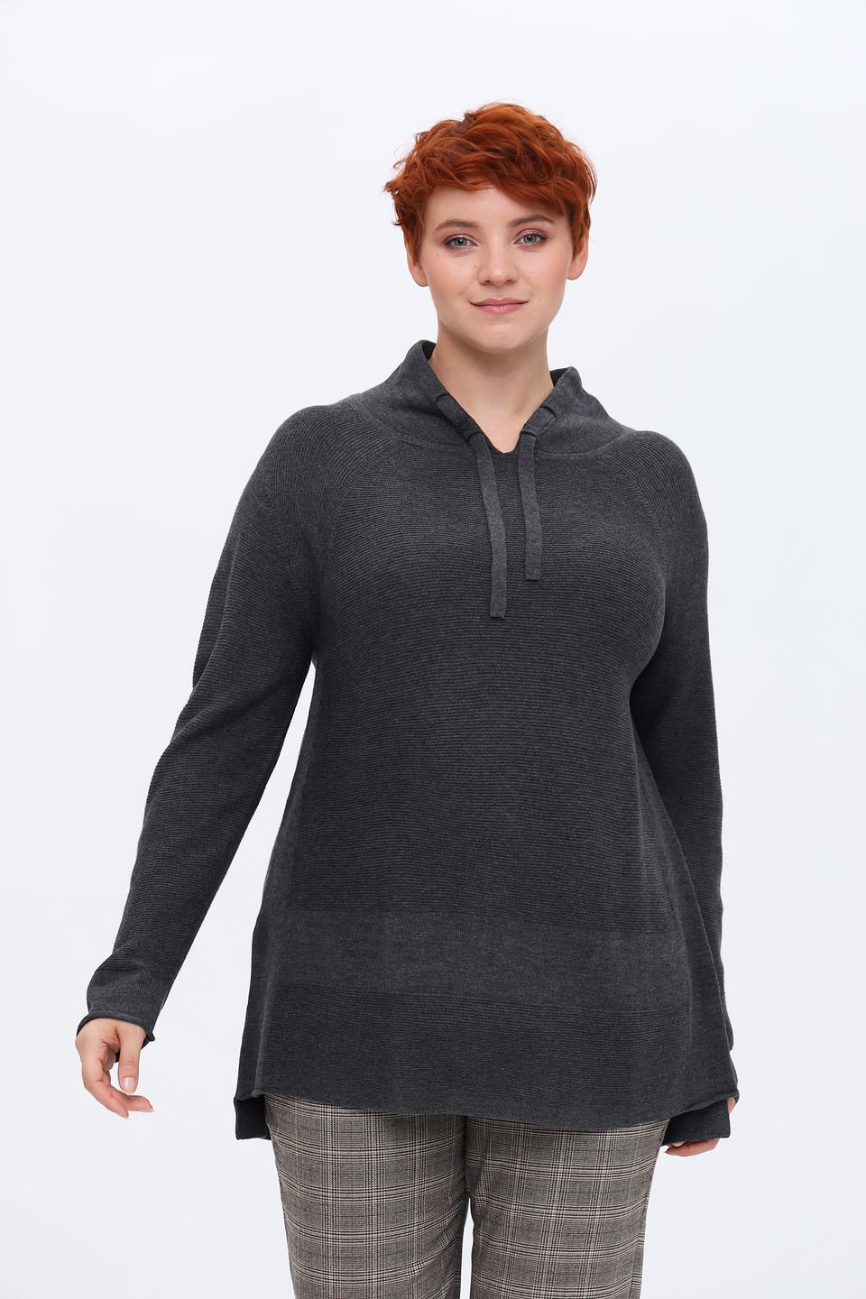 Пуловер Doris Streich с капюшоном серый