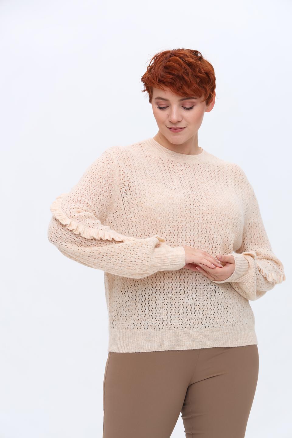 Пуловер Taifun с воланами бежевый
