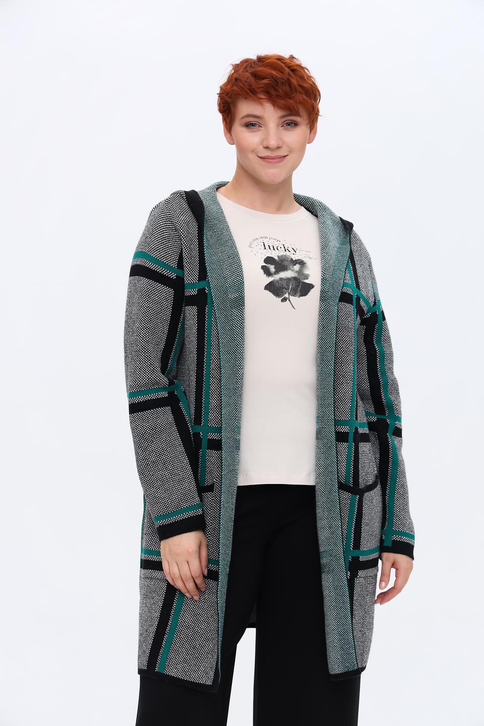 Жакет Via Appia в клетку серый