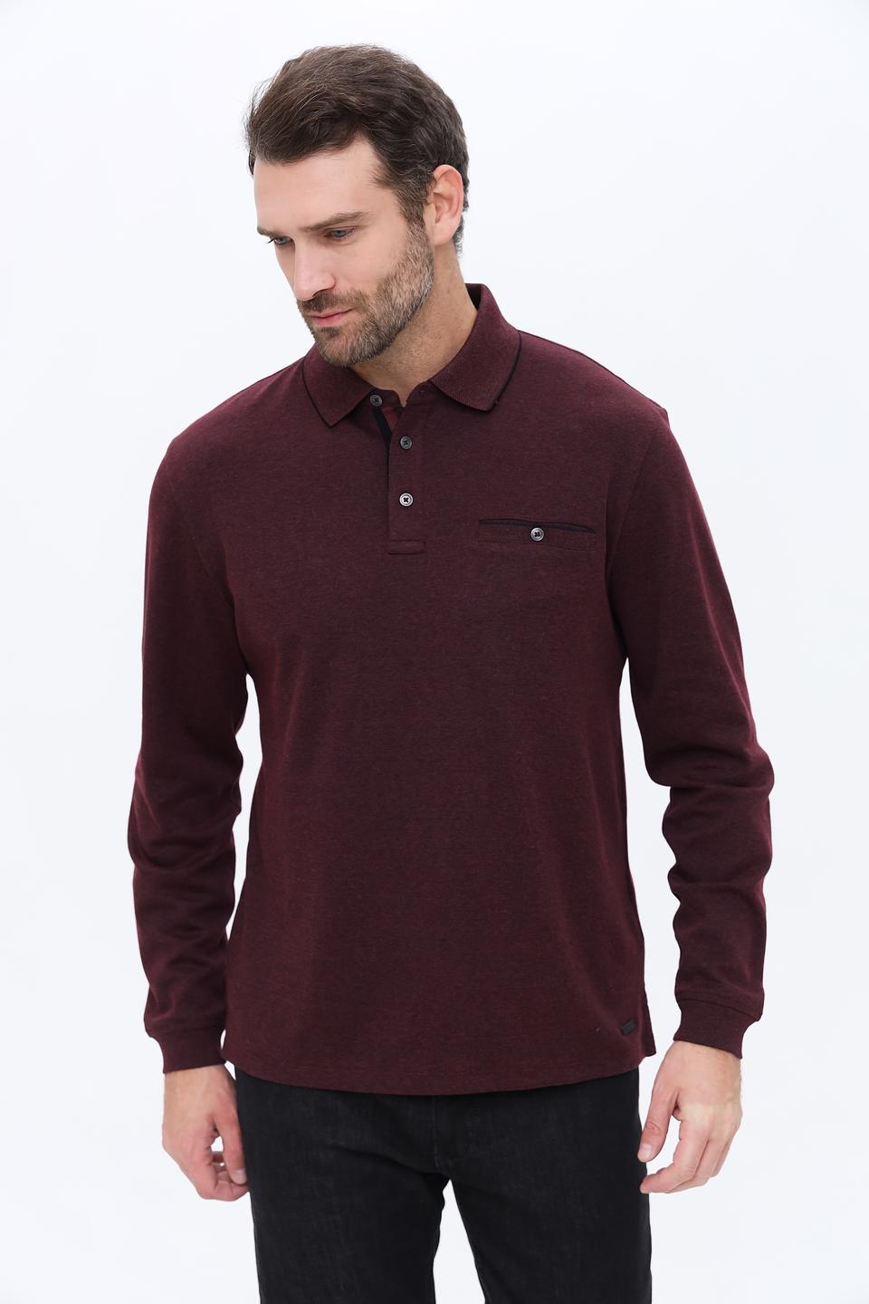 Поло Casa Moda с длинным рукавом бордовый