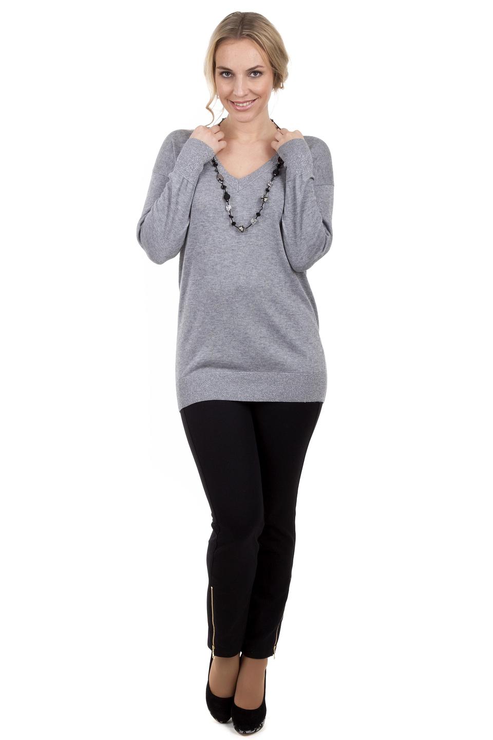 Пуловер Via Appia серый V-образный