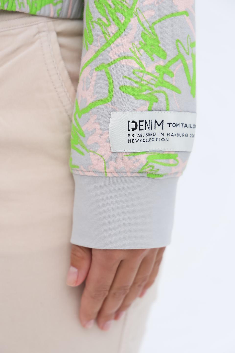 Пуловер Tom Tailor denim print серый