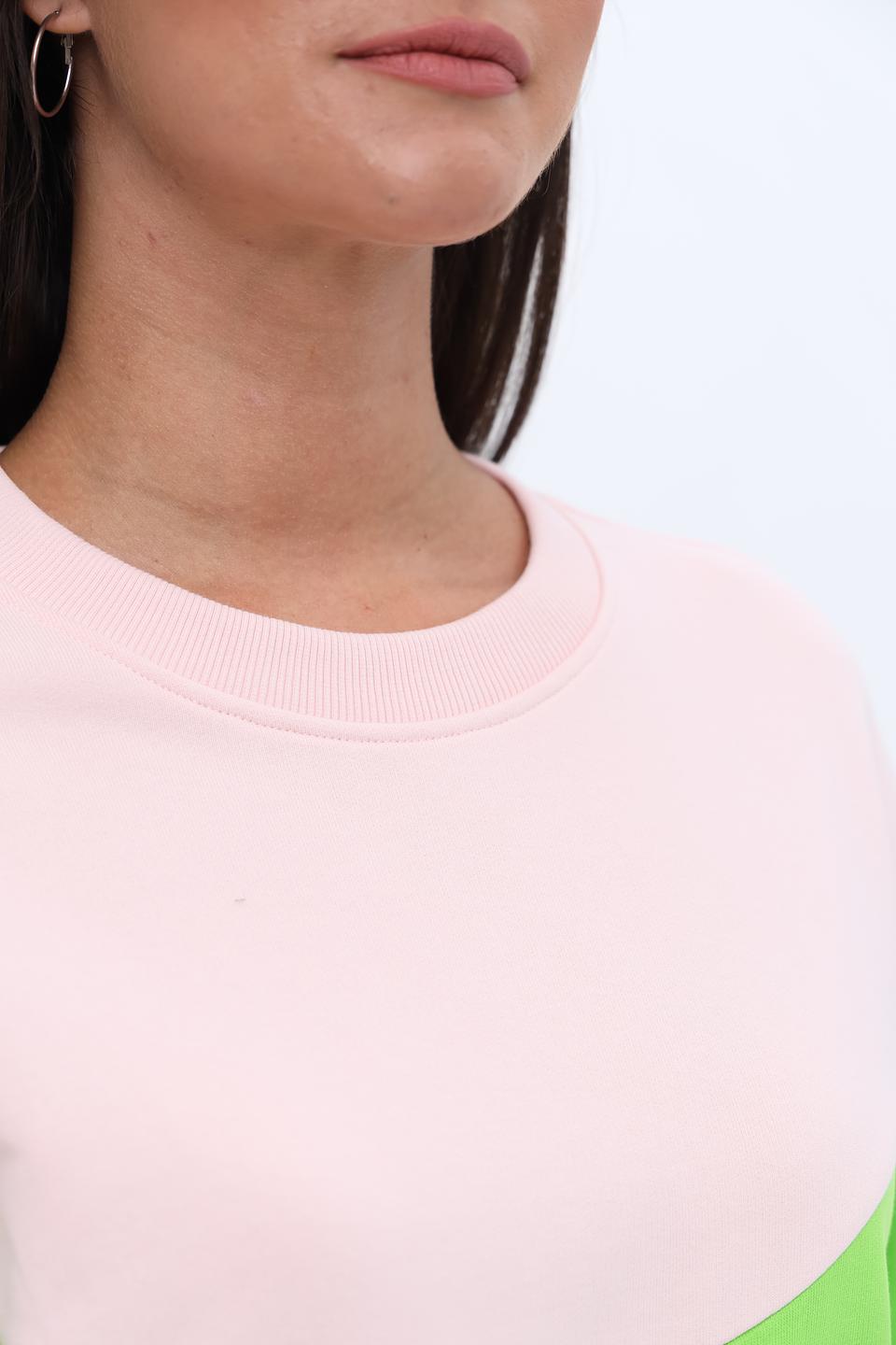 Пуловер Tom Tailor color block розовый