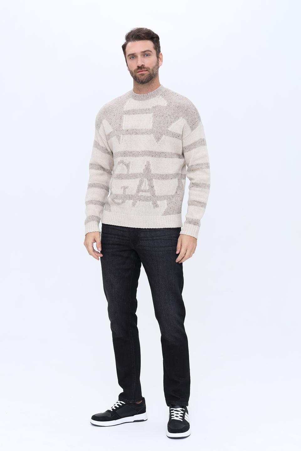 Пуловер Emporio Armani с узором бежевый