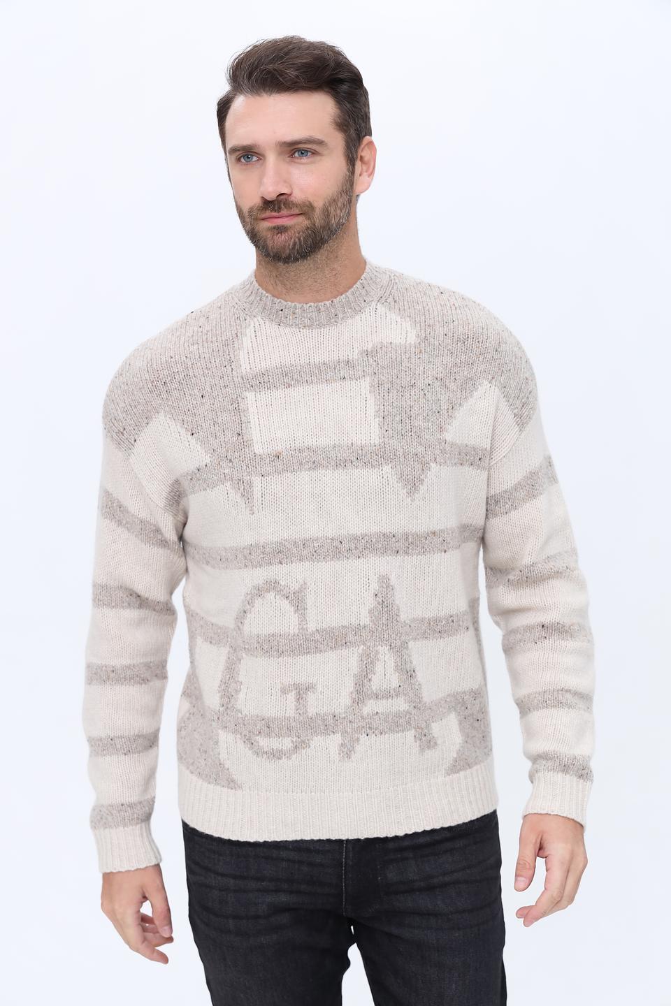 Пуловер Emporio Armani с узором бежевый