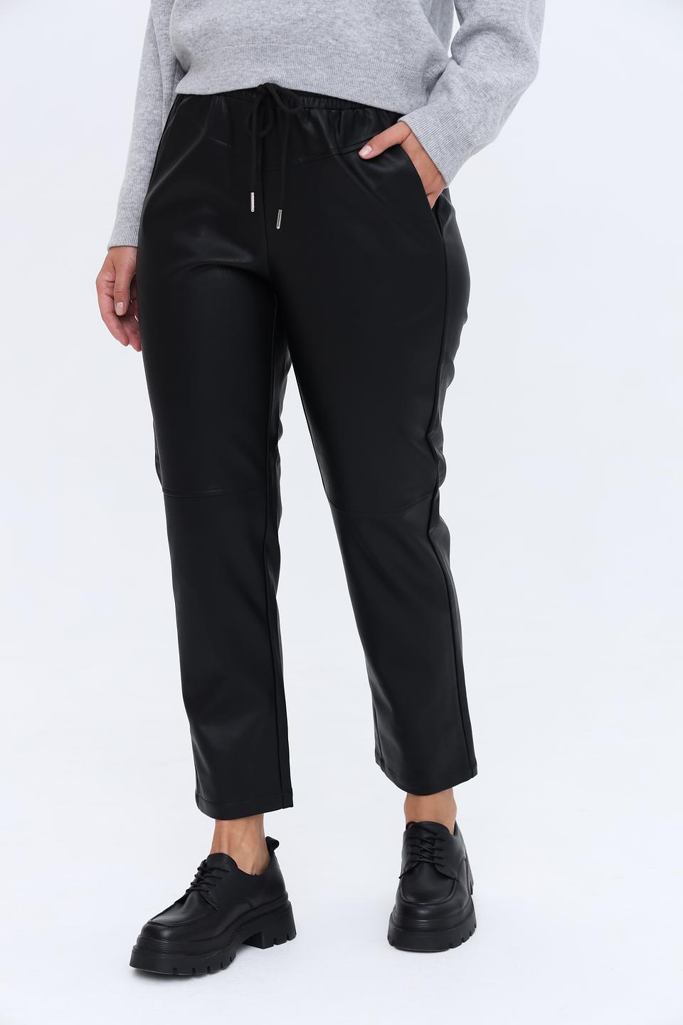 Брюки кожа Apart чёрные