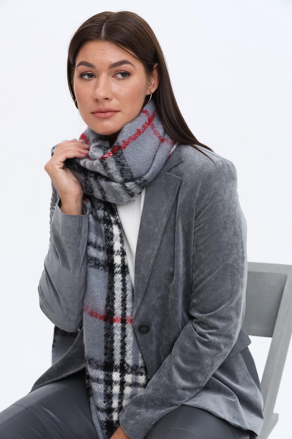 Шарф Fraas в клетку серый
