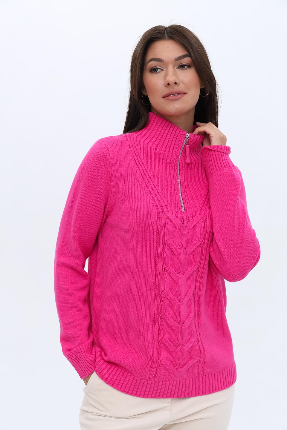 Пуловер Olsen с косами фуксия