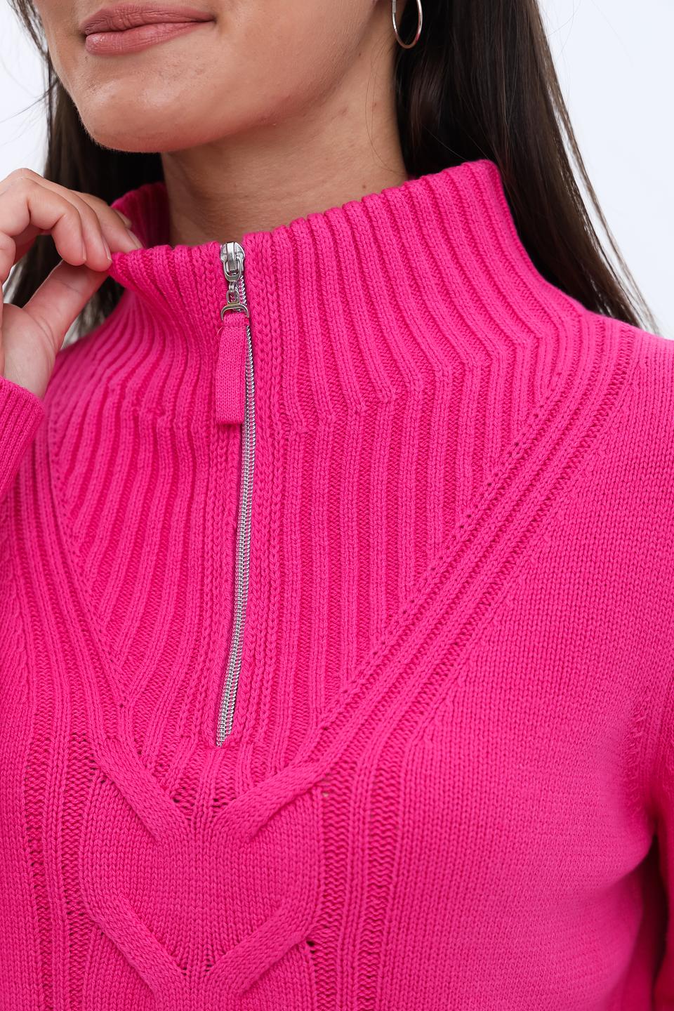 Пуловер Olsen с косами фуксия