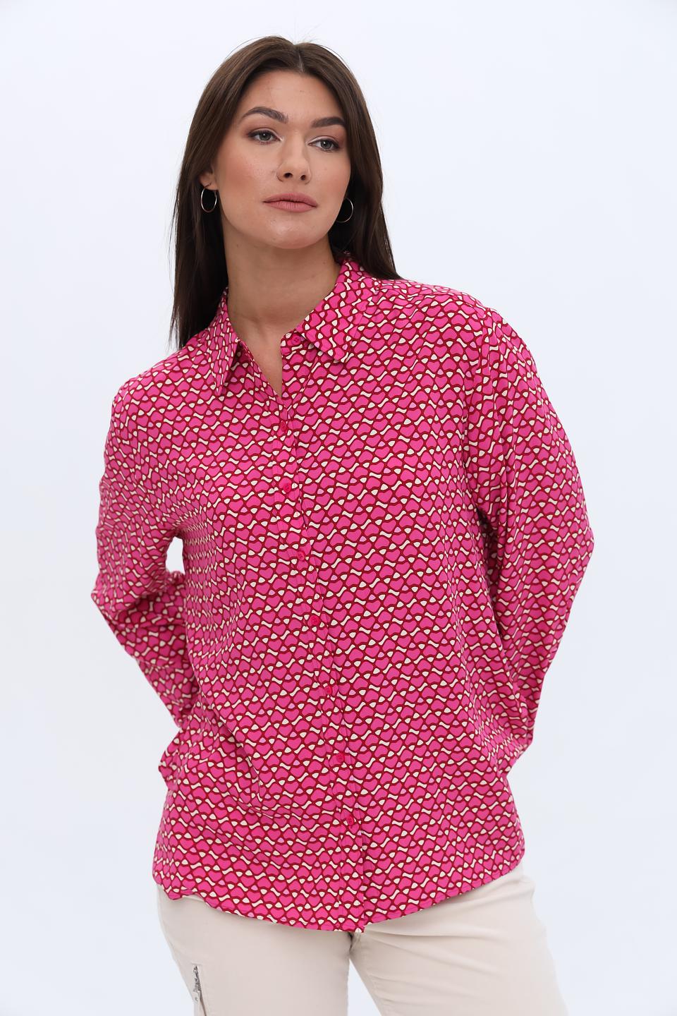 Рубашка Olsen с принтом фуксия