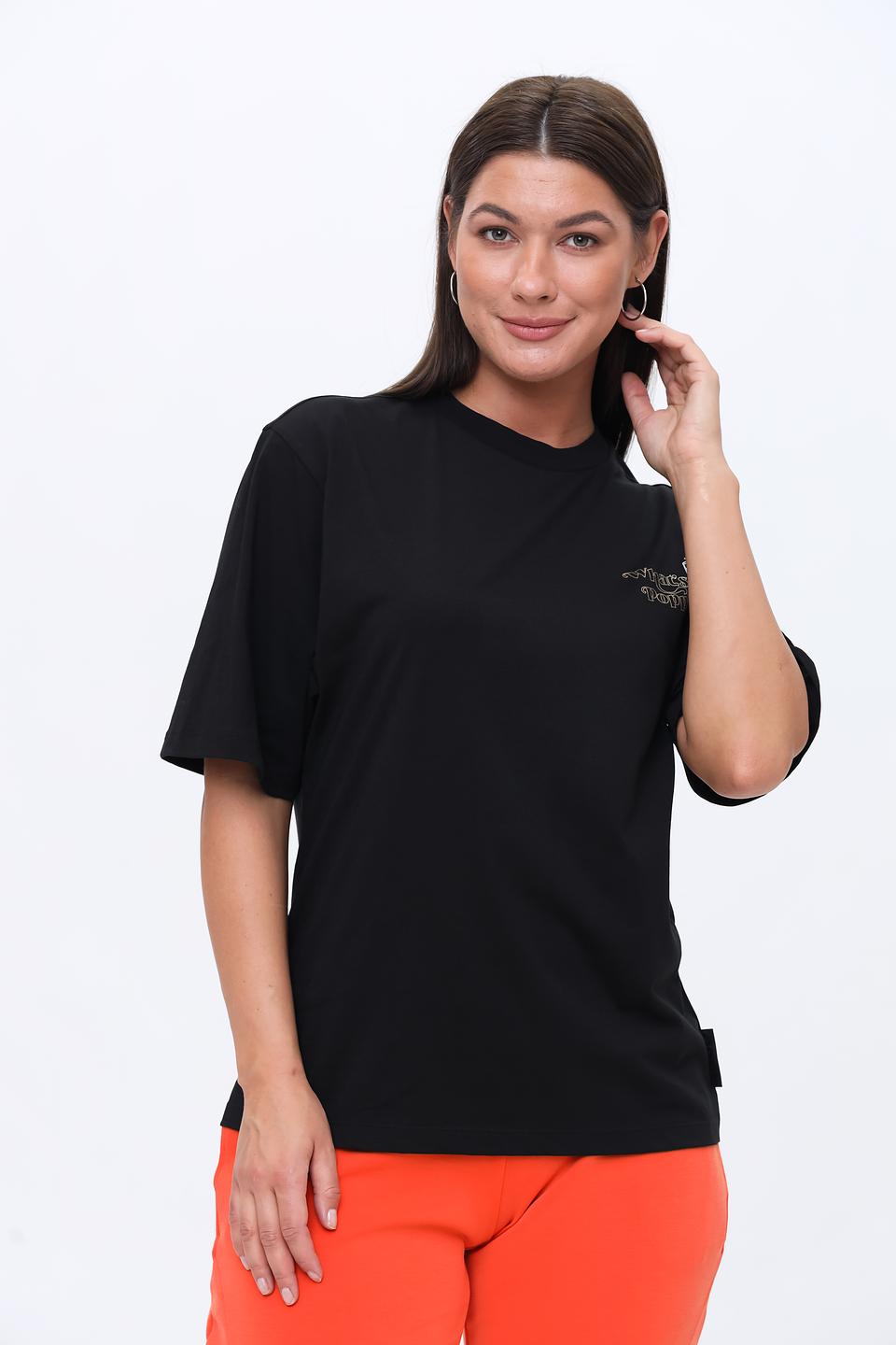 Футболка Hugo женская чёрная с принтом