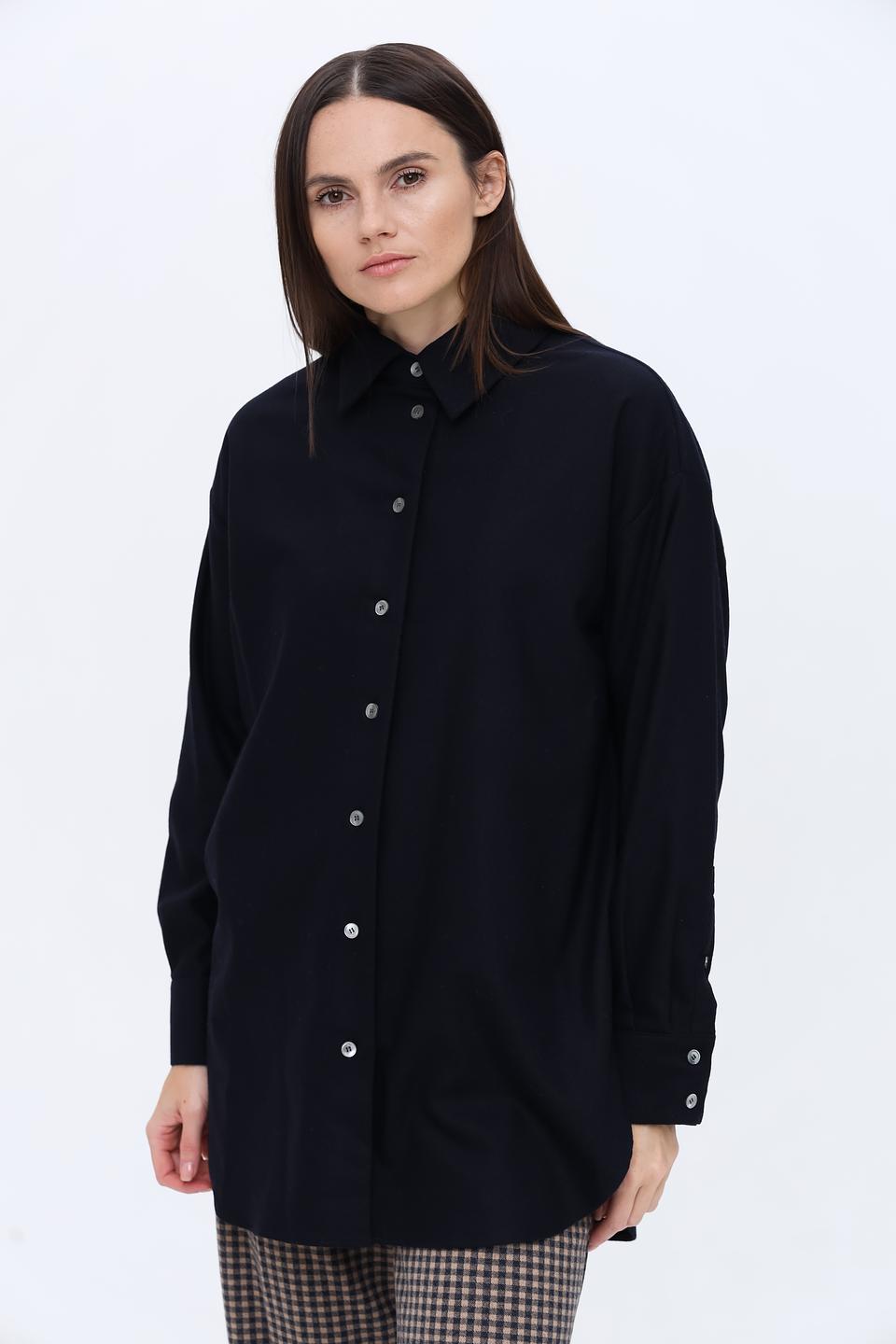 Рубашка Seidensticker чёрная оверсайз