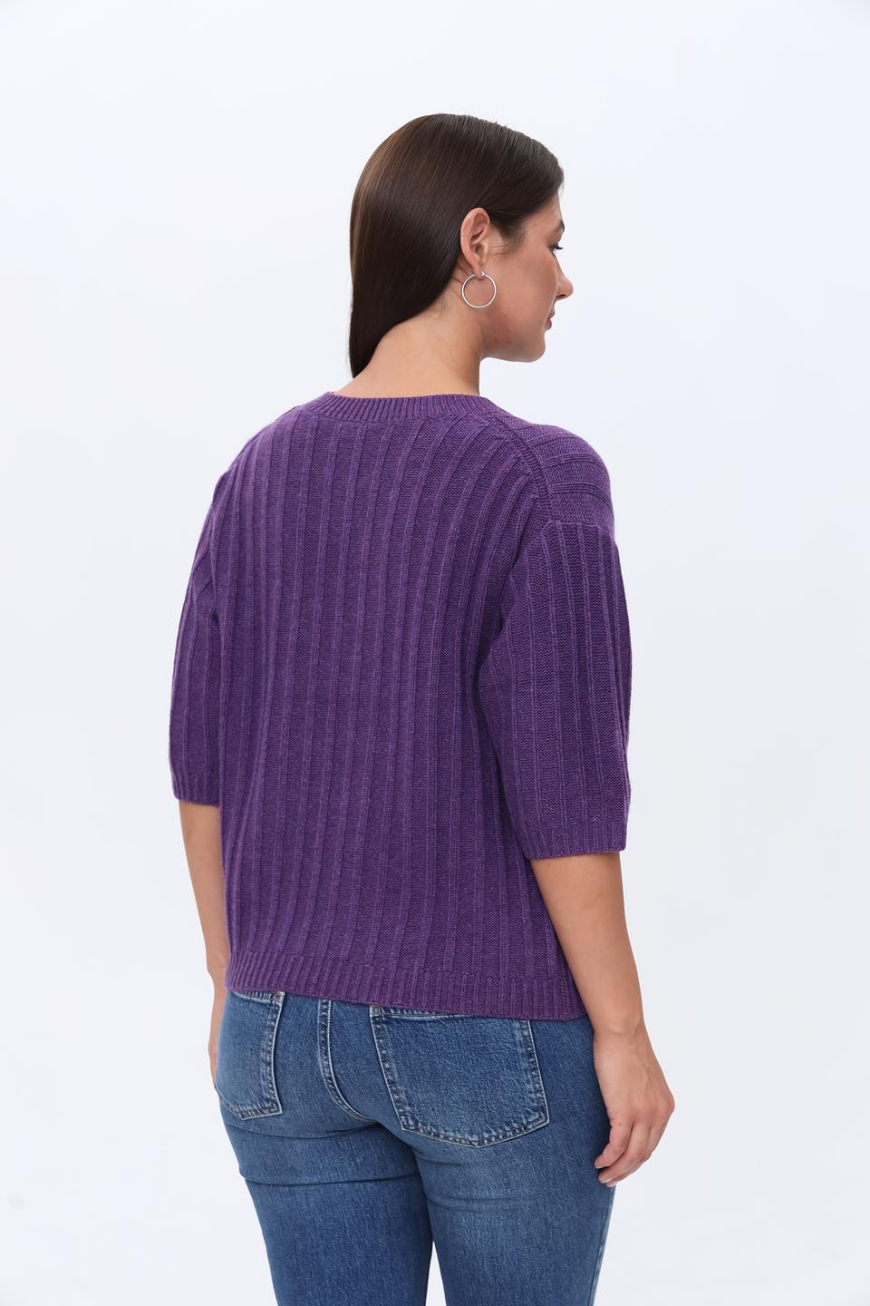 Пуловер Repeat фиолетовый с косами
