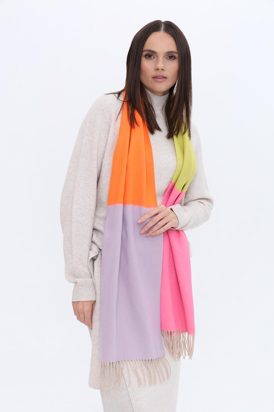 Шарф Fraas разноцветный с бахромой