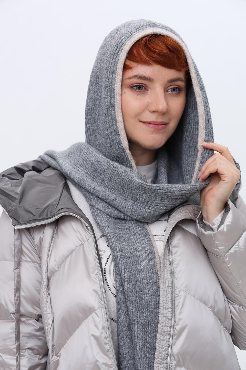 Шарф Fraas серый с капюшоном
