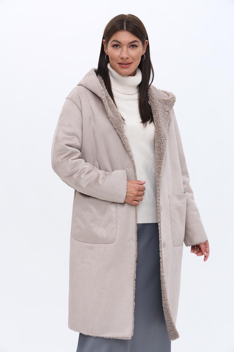 Пальто White Label с капюшоном бежевое