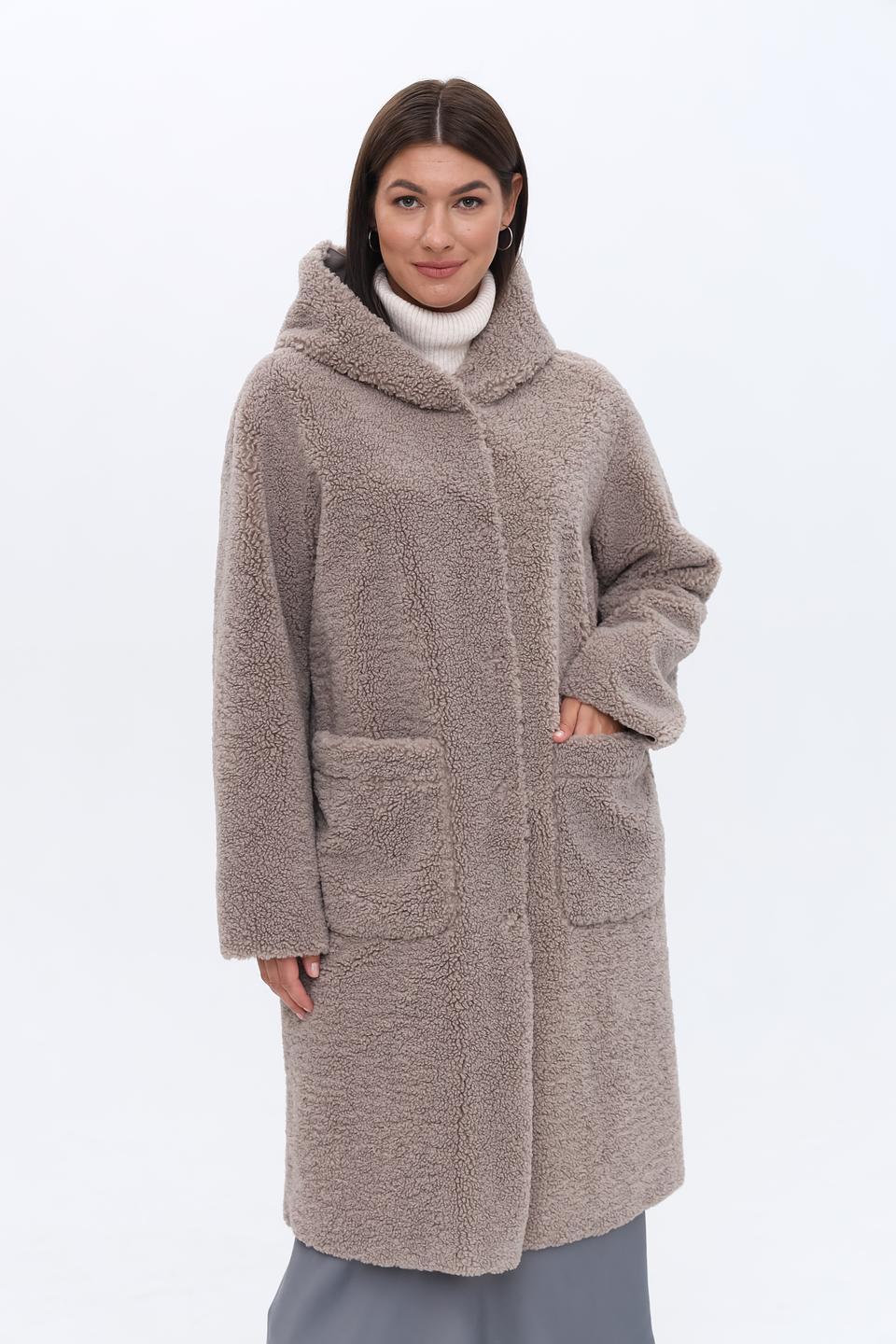 Пальто White Label с капюшоном бежевое