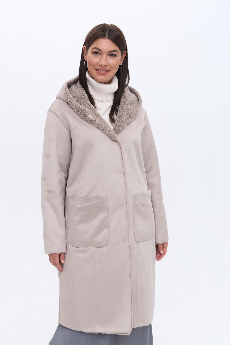 Пальто White Label с капюшоном бежевое