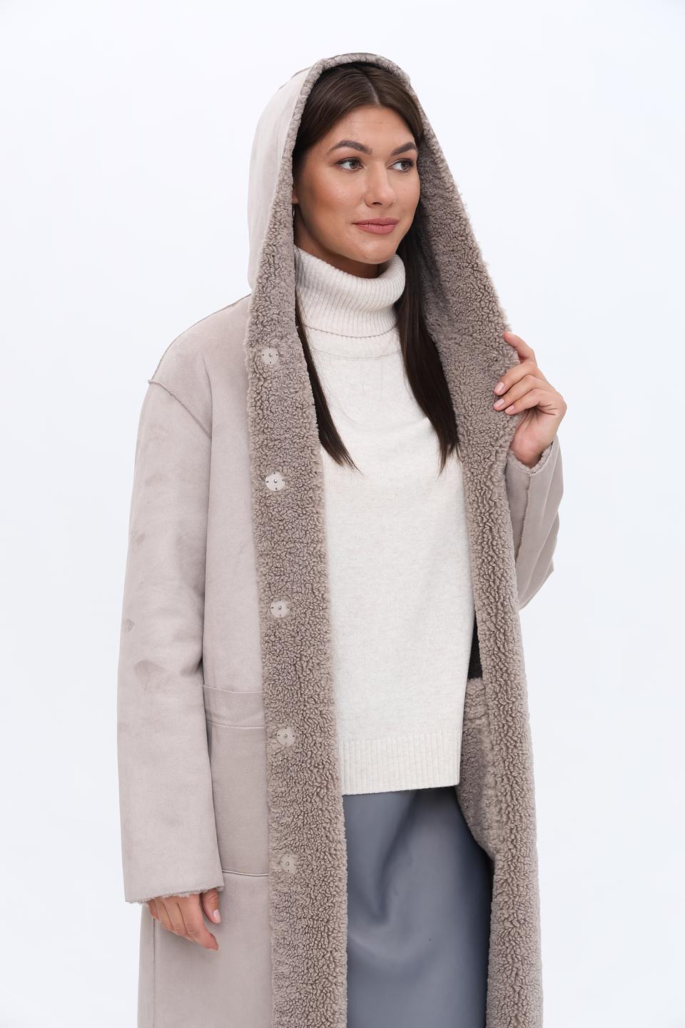 Пальто White Label с капюшоном бежевое