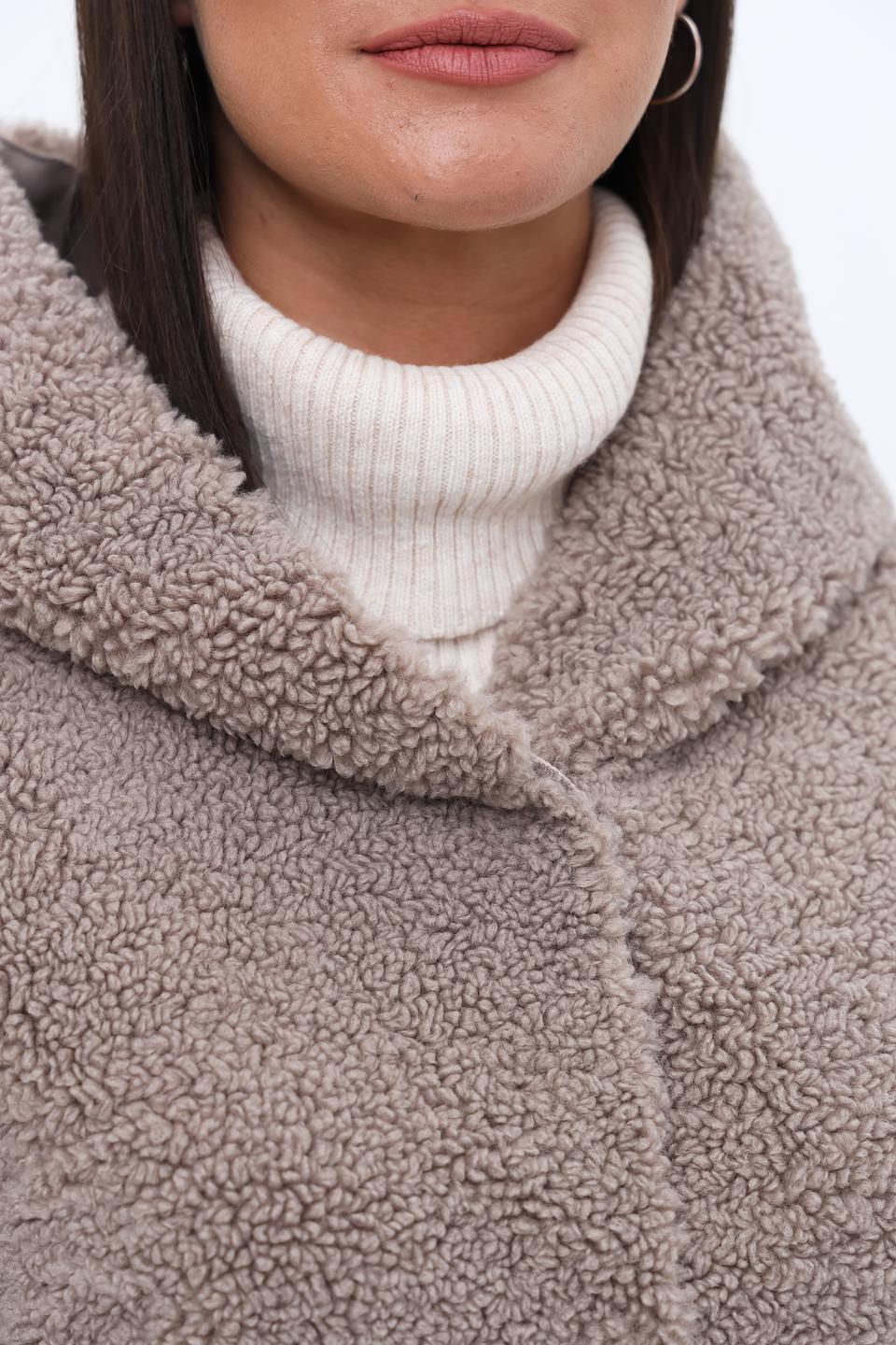 Пальто White Label с капюшоном бежевое