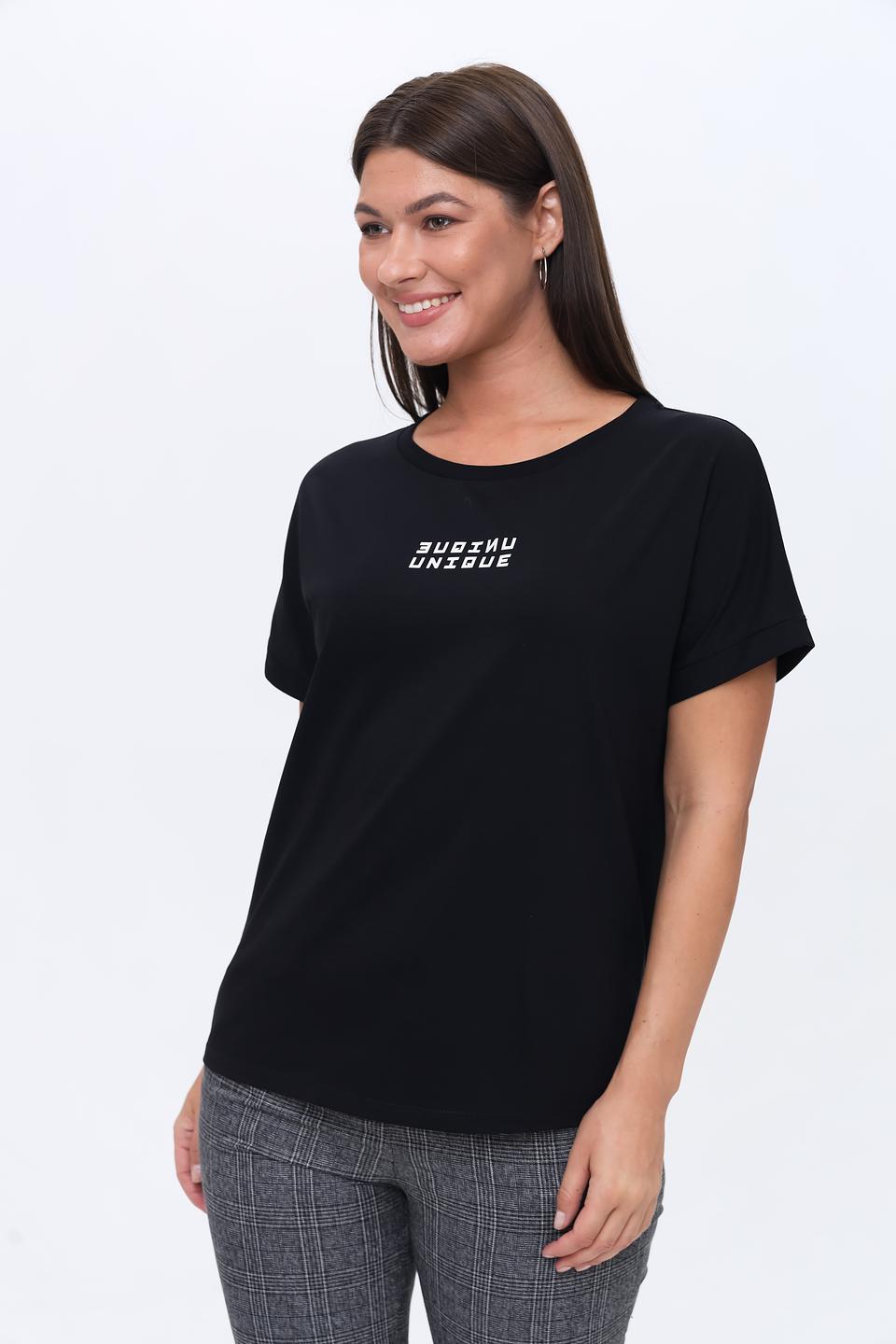 Футболка UNQ женская чёрная с принтом