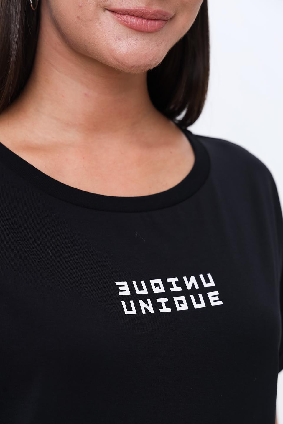 Футболка UNQ женская чёрная с принтом