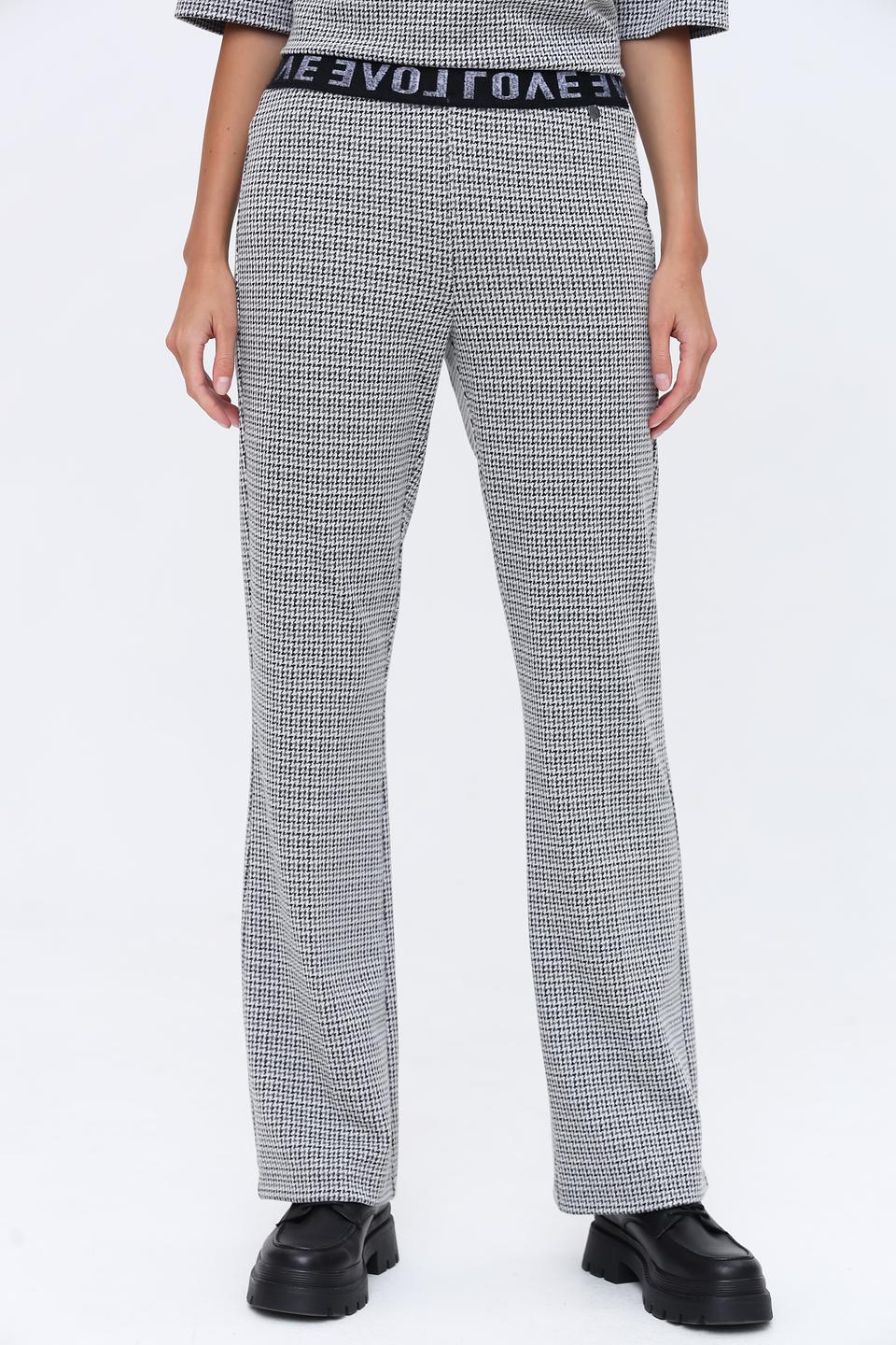 Брюки клёш You Just White в клетку