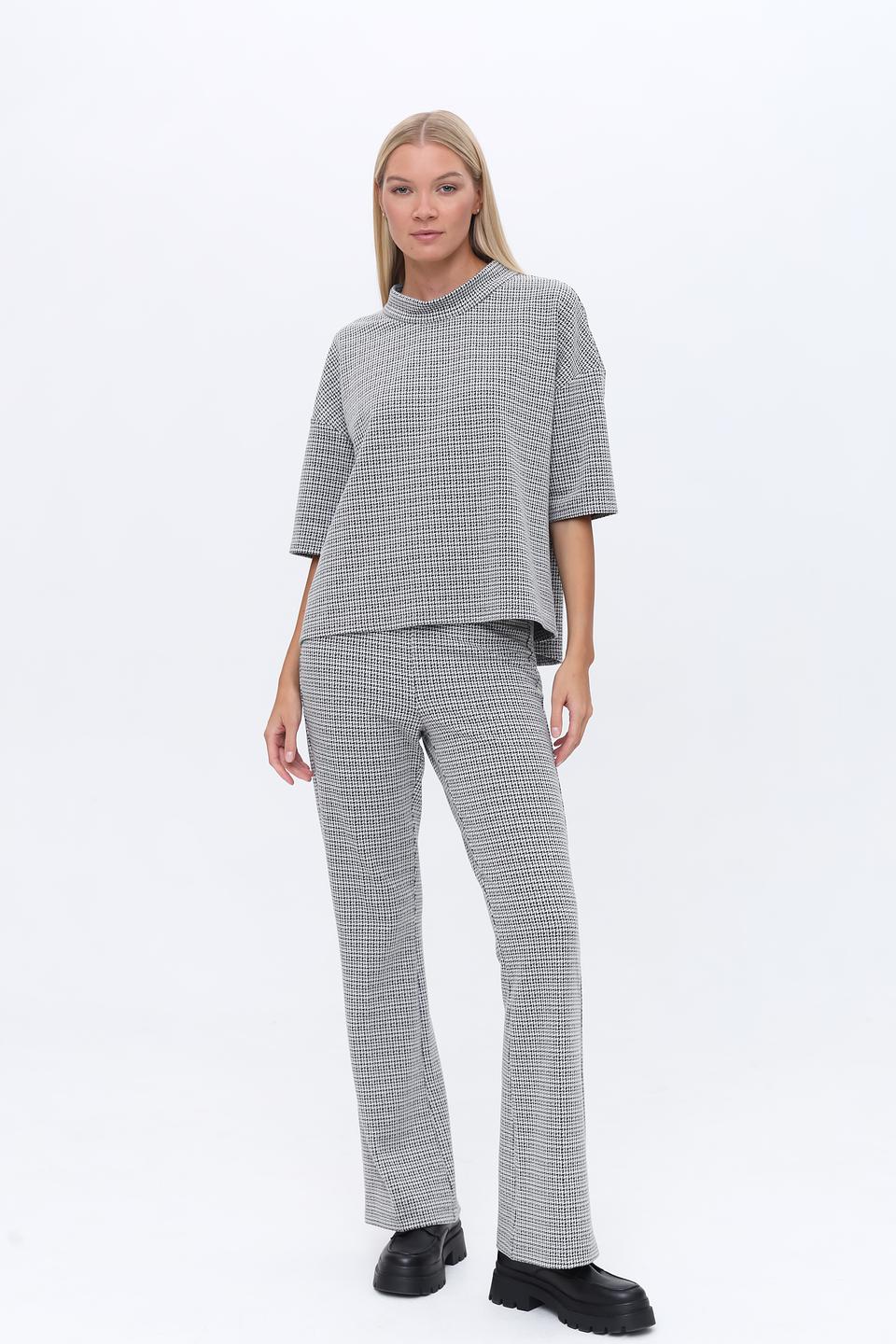 Брюки клёш You Just White в клетку