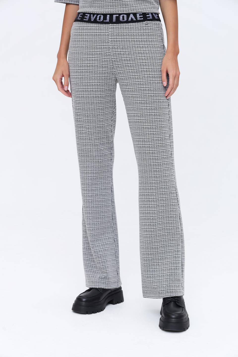 Брюки клёш You Just White в клетку