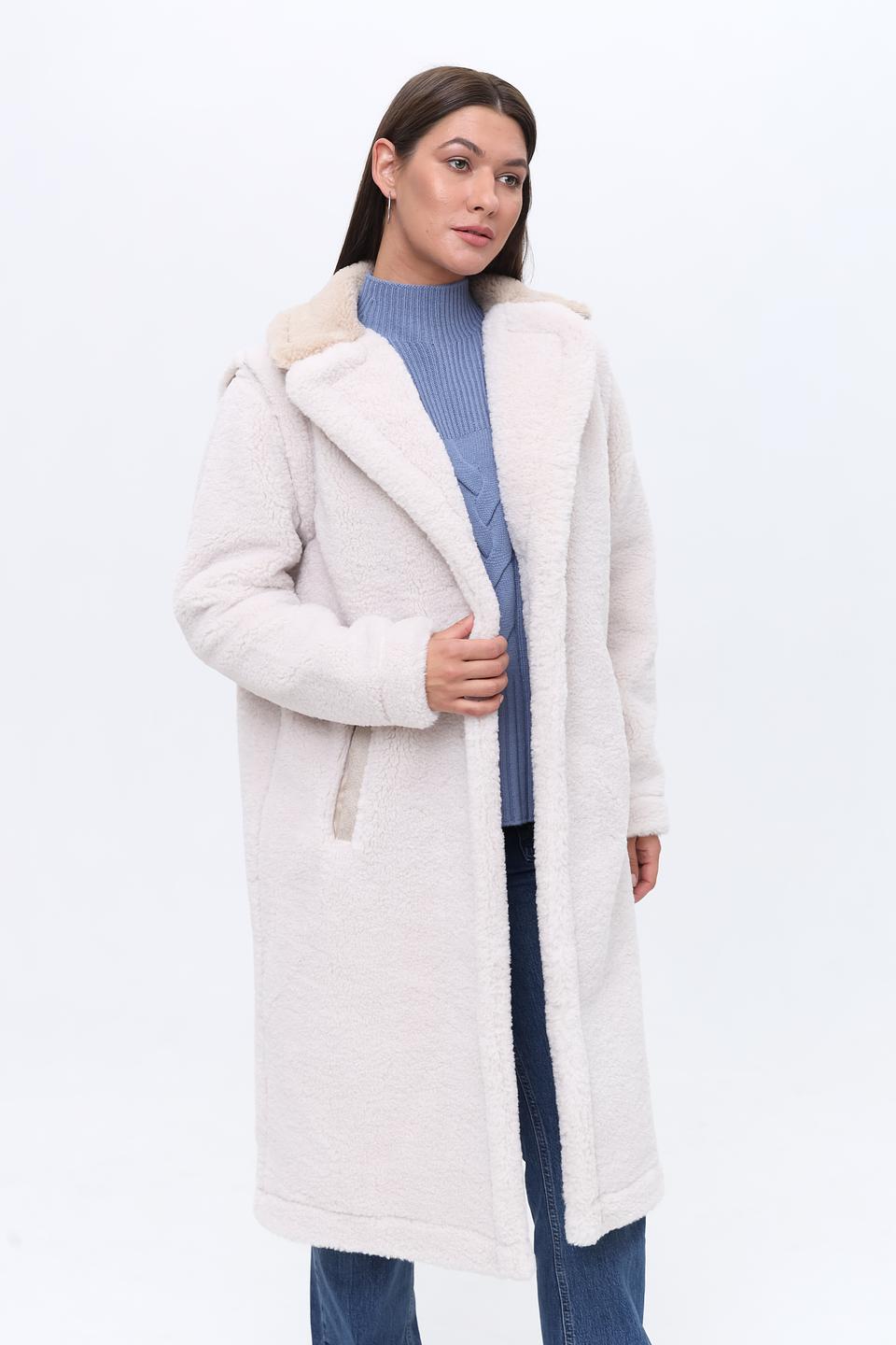 Пальто Zhrill из искусственного меха бежевое