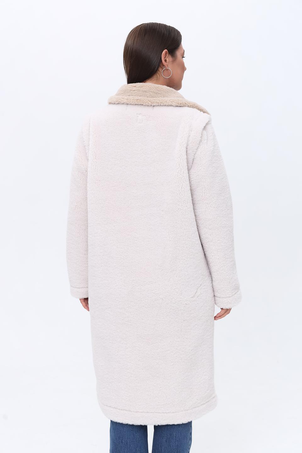 Пальто Zhrill из искусственного меха бежевое