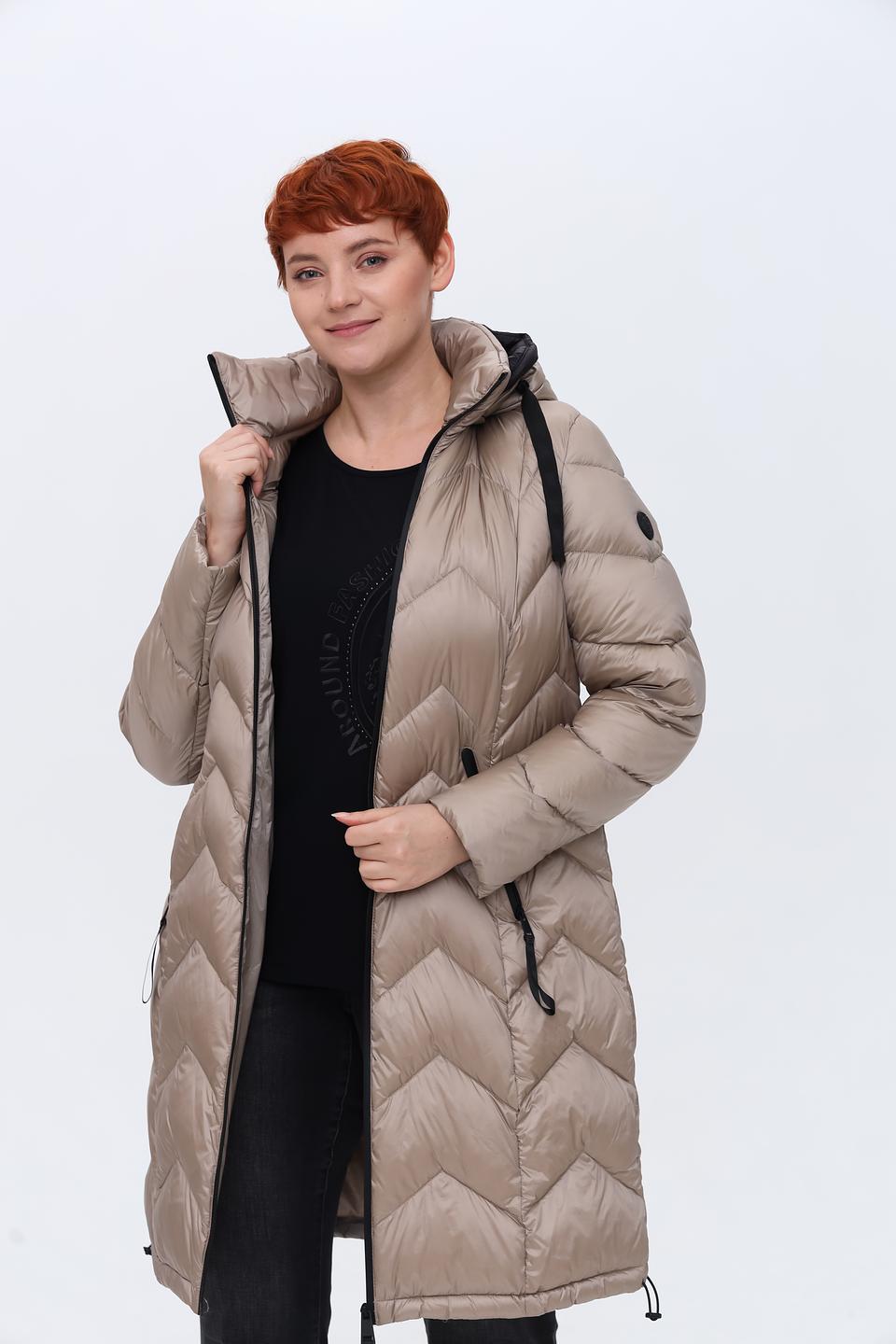 Пальто Lebek стеганое бежевое