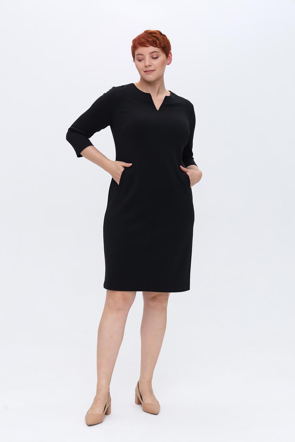 Платье Frank Walder чёрное с V-образным вырезом
