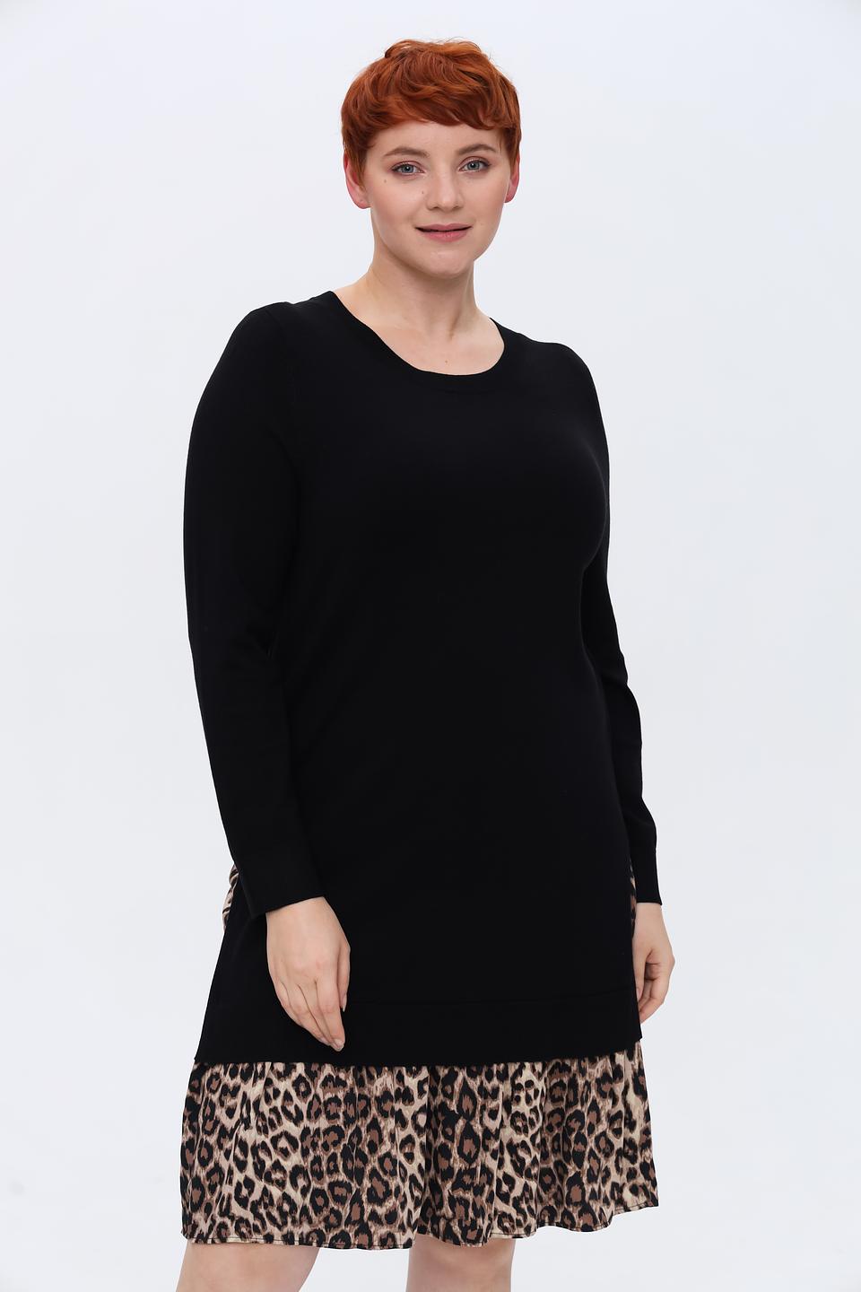Платье Samoon чёрное с юбкой-леопард