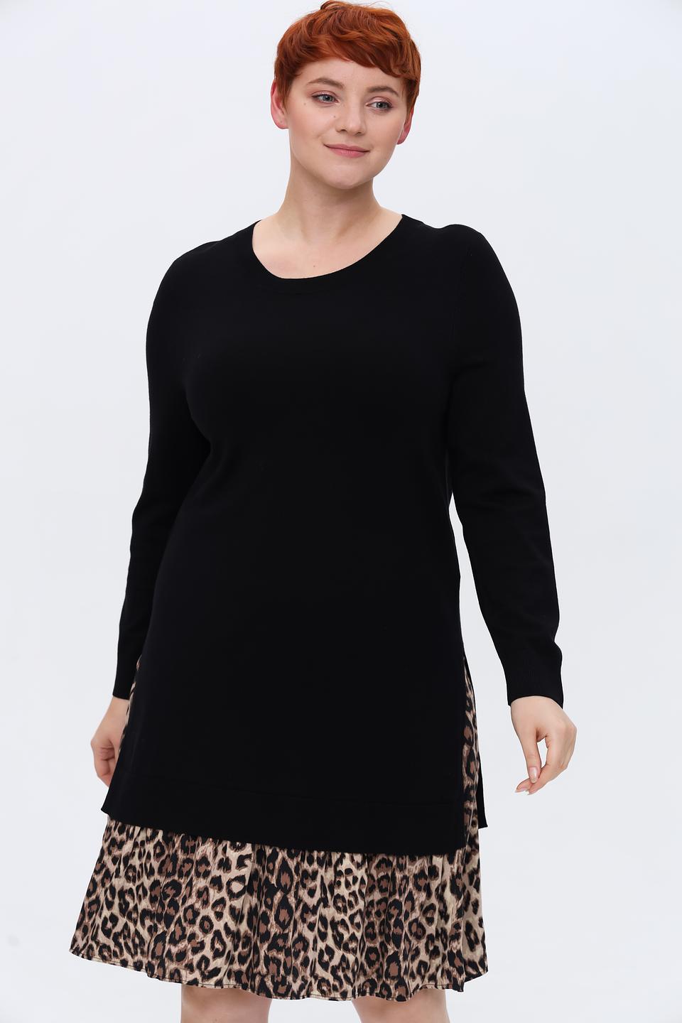 Платье Samoon чёрное с юбкой-леопард