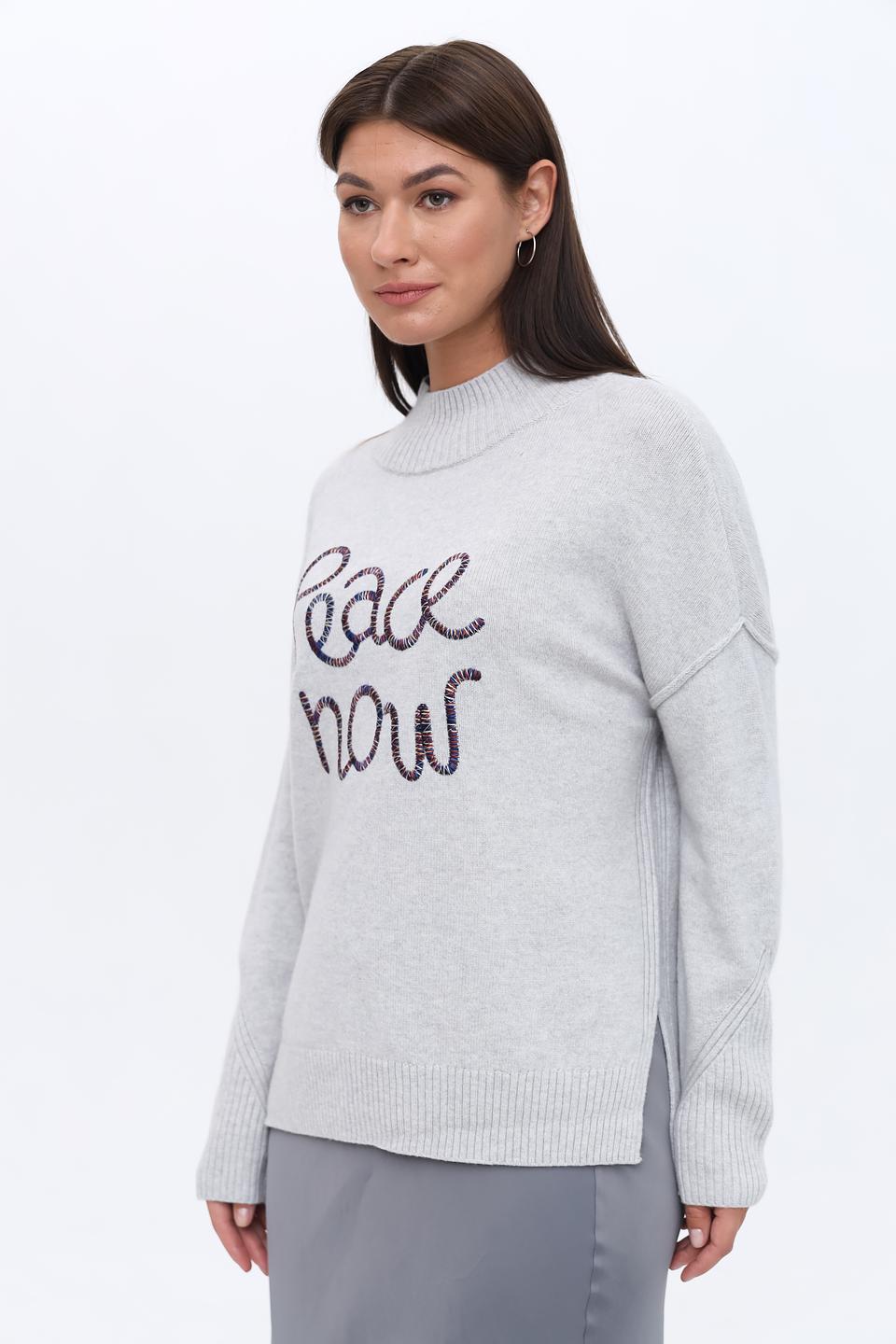 Пуловер Taifun с надписью серый