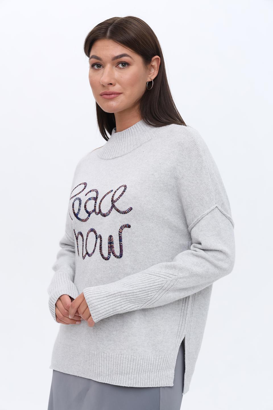 Пуловер Taifun с надписью серый
