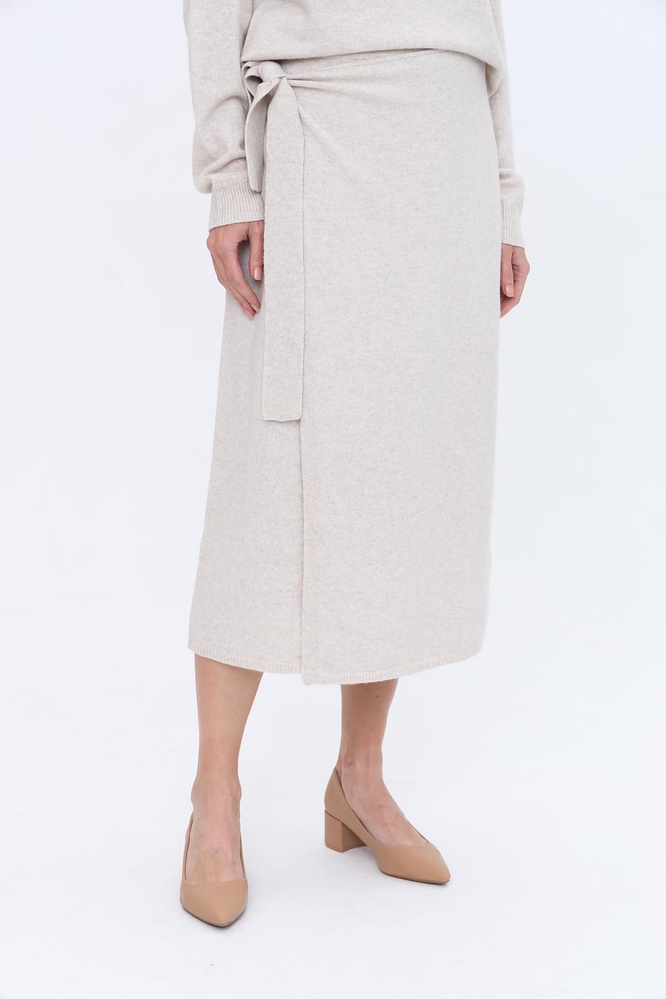 Юбка Oui вязаная с запахом бежевая
