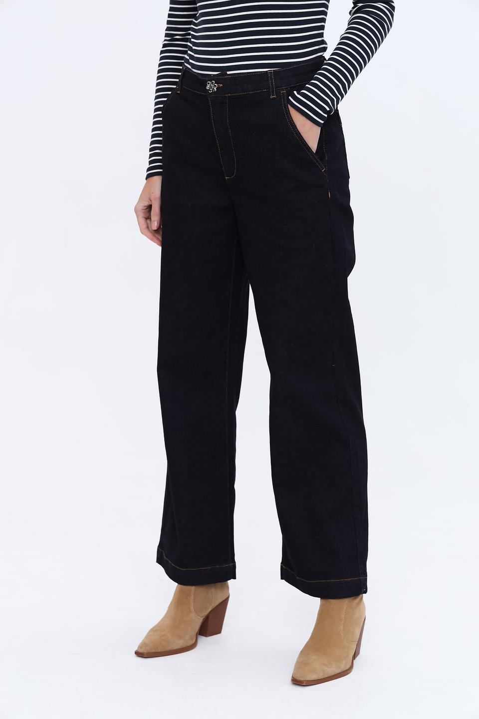 Джинсы Lecomte широкие тёмно-синие