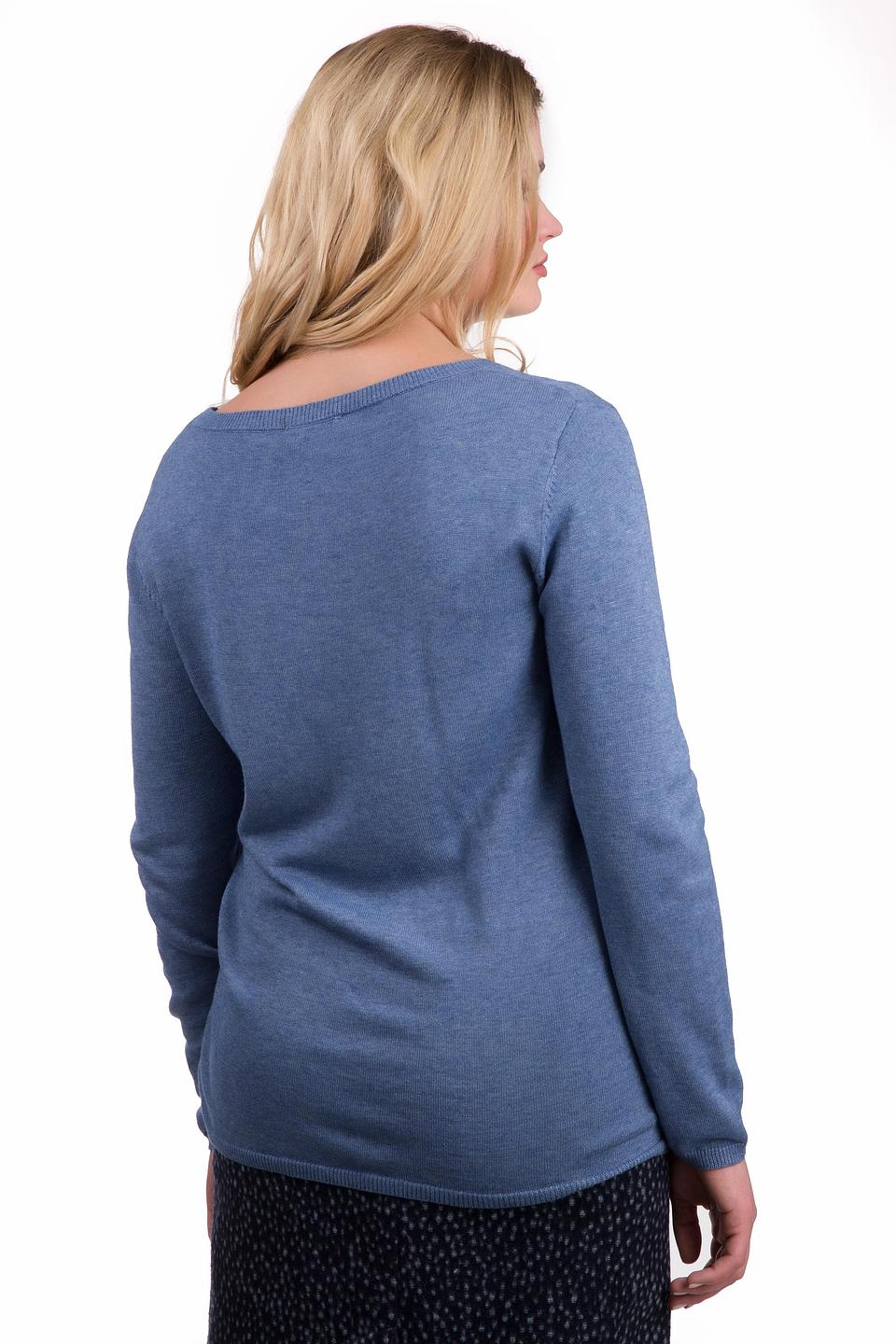 Пуловер Via Appia синий с надписью из пайеток и стразами