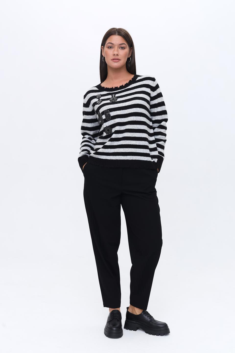 Пуловер Monari в полоску с декором