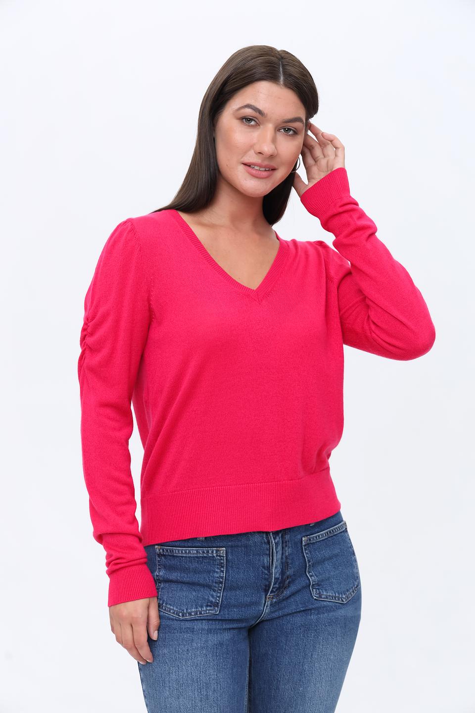 Пуловер Monari малиновый с рукавами-фонариками